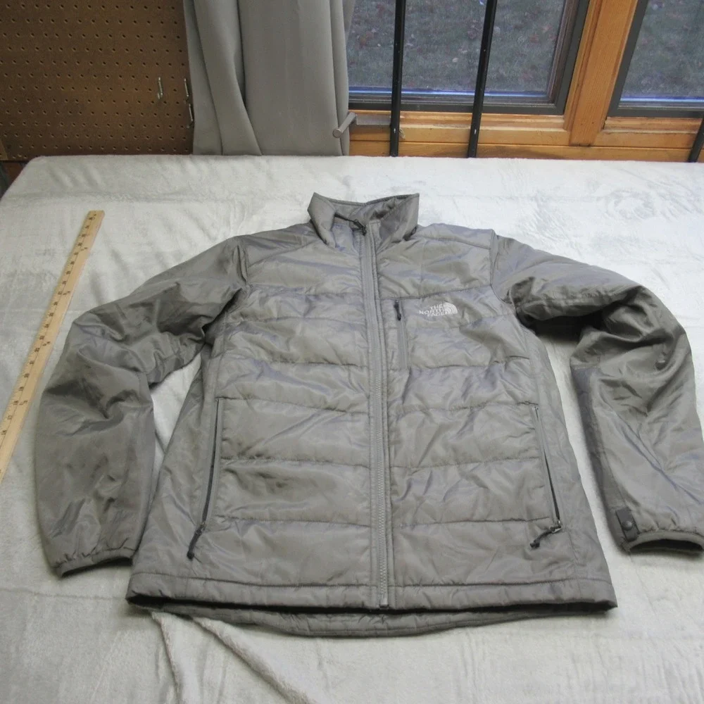 North Face Jacket Mens Small Gray Insulated Interchange FullZip Pocket Wind Rain